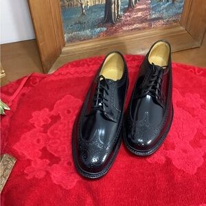 Florsheim Imperial Black Leather Wingtip Oxfords Derby NWOT Size 9 3E